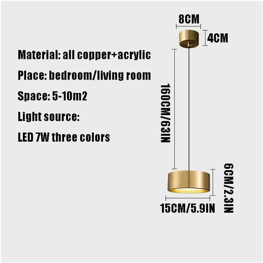 Lustre à une tête en cuivre avec suspension ajustable - 6