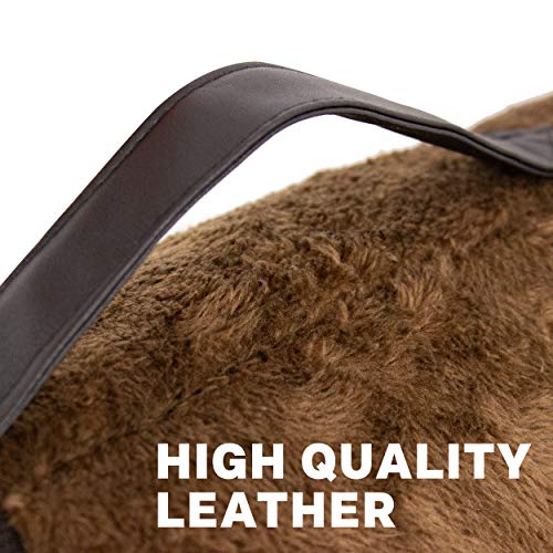 Downtown Pet Supply - Self Heated Cat Bed & Dog Crate Mat - Thermal Nap Mat - Padded And Insulated Pet Mat With Mylar Layer And Leather Handles - Brown - 42 X 27 In - Large Dog Crate Bed #TOP2