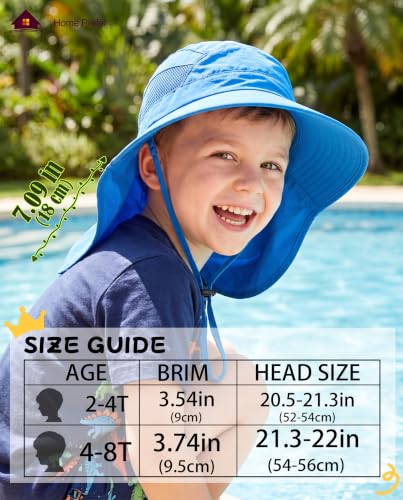 Image of Home Prefer UPF50 Wide Brim Kids Sun Hat Neck Flap Boys Girls Sun Protection Hat for Beach Fishing
