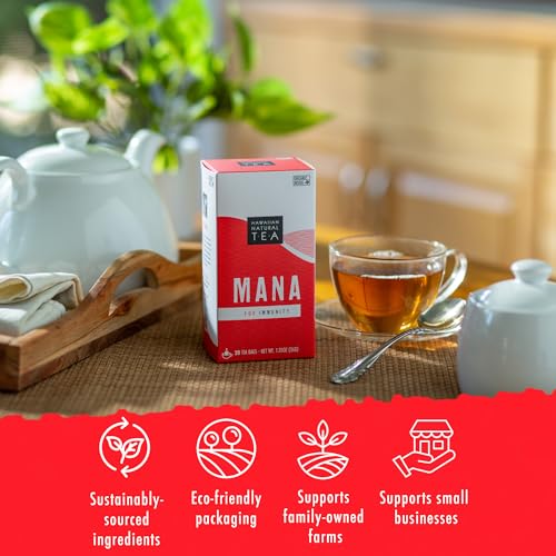 Image of Mana Hibiscus Tea - Herbal Black Tea - All Natural Wellness Tea - Refreshing, Uplifting and Energizing Tea with Cinnamon & Mint - Supports Immune Health 60 Tea Bags