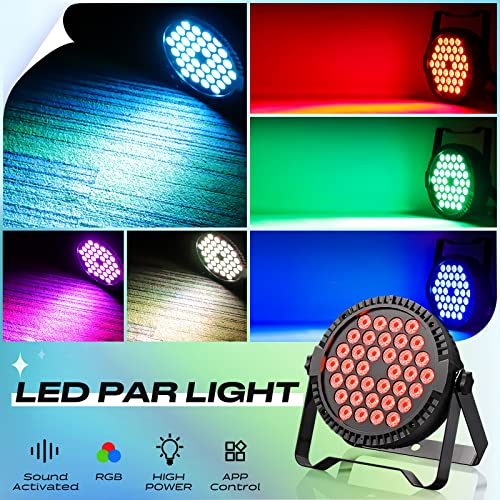 Led Stage Light Bluetooth App Control Led Par Lights, Rgb 3-In-1 Smart Color Uplighting With 16 Million Colors & Timing & Music Sync For Gift Stage Dj Party Bar Wedding Church Christmas Festivals #TOP1