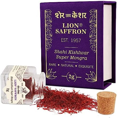LION SAFFRON, Kishtwar Indian Saffron Threads (Highest Grade) Saffron for Kids & Pregnant Women | Pure Saffron for Kids, Mood, Focus & Overall Health|Kesar Saffron Gift Box | Azafran Puro (2 grams)