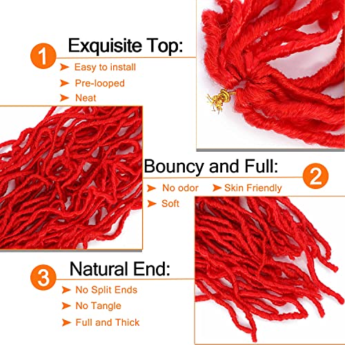 New Soft Locs Crochet Hair 24 Inch 6 Packs Red Faux Locs Crochet Hair Pre Looped Knotless Style Natural Curly Wavy Crochet Braids Hair For Black Women, No Odor, Skin Friendly, Bouncy (24 Inch, 6 Pack, Red#) #TOP2