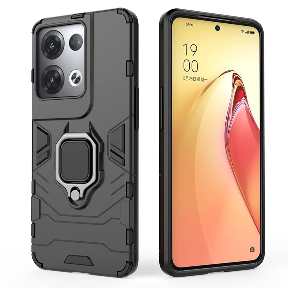 Case for Oppo Reno 8 Pro 5G,Military Grade Protection [Built-in Kickstand] [Magnetic Car Holder] Dual-Layer Heavy Duty TPU+PC Shockproof Phone Case