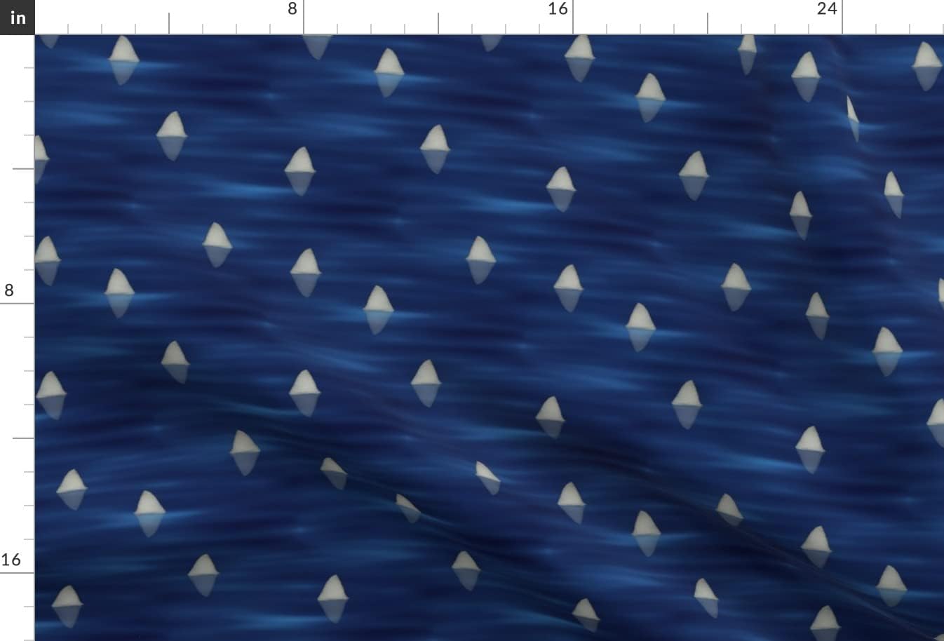 Spoonflower Fabric - Shark Sharks Printed on Minky Fabric by The Yard - Sewing Baby Blankets Quilt Backing Plush