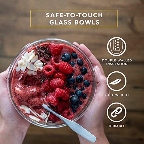 Dragon Glassware Soup Bowls, Clear Large Durable Insulated Double Wall Glass Cereal Bowls For Kitchen, Microwave Safe, Perfect For Hot And Cold Foods, 23 Oz Capacity, Set Of 2 #TOP1
