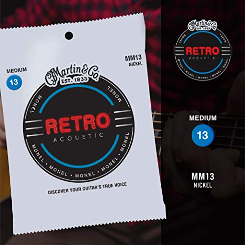 Martin Retro Acoustic Mm13 Medium-Gauge Guitar Strings, Monel Nickel #TOP2