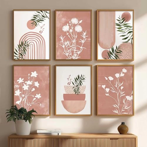 Image of kotart Painting Boho Wall Art Home Decoration Paintings With Frame For Living Room Bed Room Hotel Wall Decor Digital Reprint Set Of 6 (Art-1, 19x25 inch)