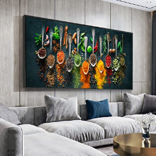 Décoration de la maison avec l'affiche cuisine herbes et épices sur toile