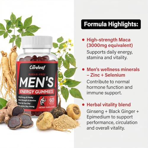 Men's Energy Gummies - Testosterone Support to Enhance Male Energy, Stamina, Endurance & Prostate Health - Testo Gummy with Maca, Ginseng, Horny Goat Weed, Pumpkin Seed & Zinc, 60 Ct - Image 5