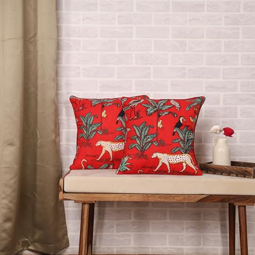 Image of Red Cushion Pillow Covers Pack of 5 16 /16 Inch Decorative Throw Pillow Covers 16x16 inch Set of 5