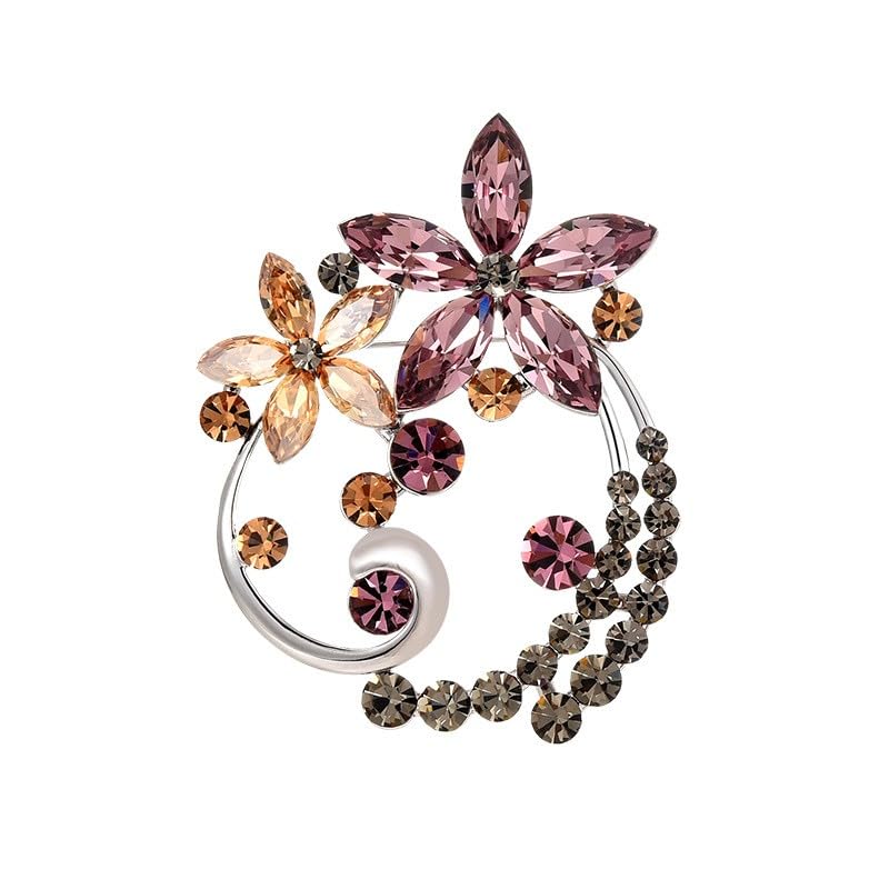 Image of Flower Brooch Pin - Rhinestone Flower Pin 18k Gold Plated - Thanksgiving Day, Birthday, Wedding Gifts for Mom, Wife