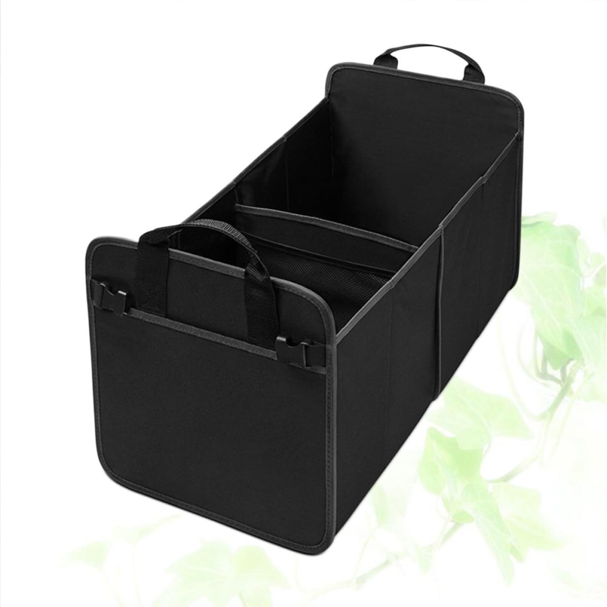 Kisangel Organisateur Grands Noir de Coffre de Voiture Oxford Tissu organiser Deux Compartiments Rangement Latéral en Filet et Équipements D'urgence et Courses la Maison