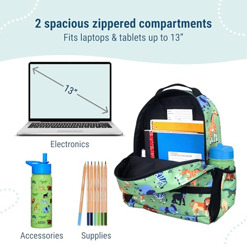 Image of Wildkin Kids Backpack for Boys & Girls, ECO rPET Recycled Lightweight Bookbag with Padded Straps