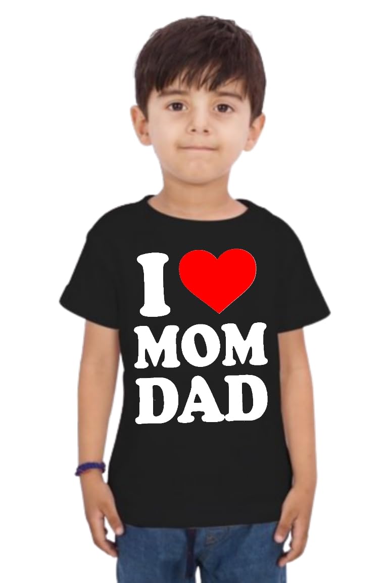 I Love Mom & Dad Cotton Short Sleeve T-Shirt for Kids Boys and Girls (B759)-image-15