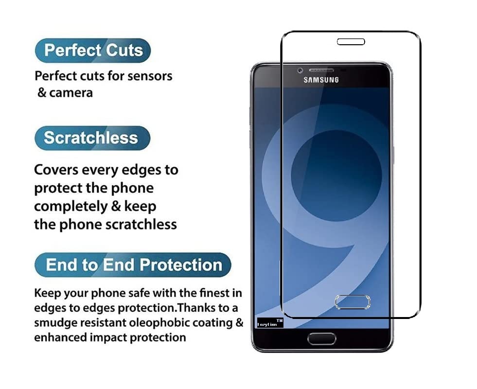 Image of LazyLion 6D Tempered Glass for Samsung C9 Pro Screen Protector with Wipes Kit (1 Pack)