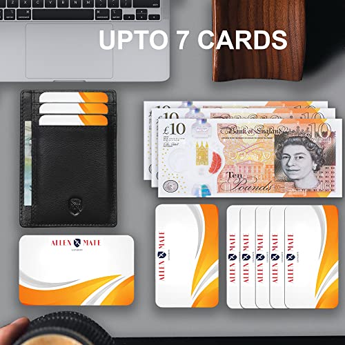 ALLEN-MATE-Leather-Card-Holder-Slim-Wallet-RFID-Blocking-Minimalist-Wallet-Credit-Card-Holder-Holds-up-to-7-Cards-and-Bank-Notes-with-Gift-Box