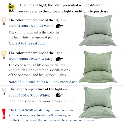 Image of Standard Pillowcase Set of 2 20X26 Pillow Covers Cotton Bed Pillow Shams Soft Decorative Pillow Cases with Envelope Closure, Sage Green