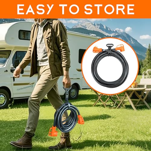 Image of 50 Amp RV /EV Extension Cord 50 Feet, Heavy Duty STW Wire, NEMA 14-50P to 14-50R, for Tesla Model 3 /S /X /Y EV Charging and RV Trailer Campers