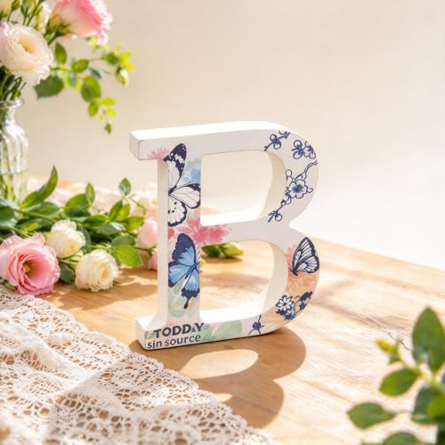 Freeas Weiße Holzbuchstaben 10 cm für Wanddekoration & Basteln (B) – Ansicht 1