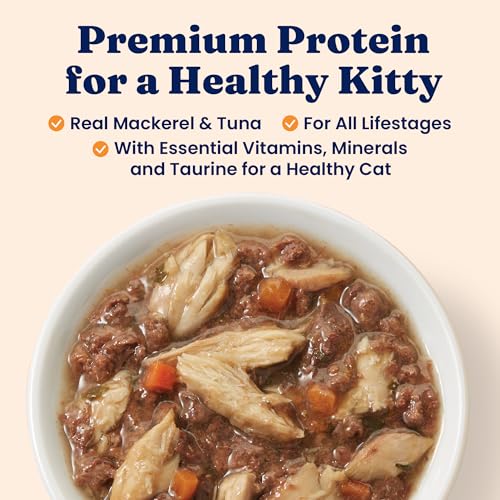 Image of Solid Gold Wet Cat Food Shreds in Gravy - Canned Cat Food Made w /Real Tuna & Mackerel - Five Oceans Grain Free 16ct /6oz Can