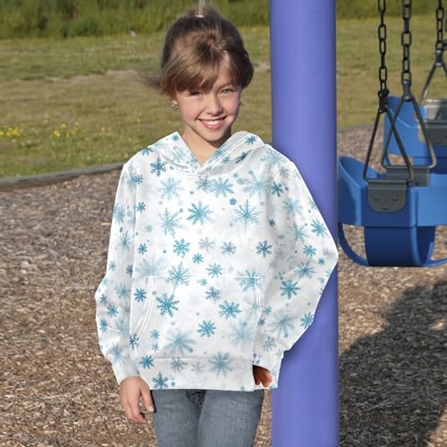 Kids Hoodies Sweaters Christmas Xmas Snowflake Hooded Sweatshirts with Big Pockets for Boys Girls B04003844