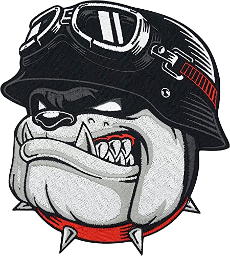 SUMA SHOP Gramde Toppa Termoadesiva Per Giubbotti In Pelle, Da Motociclista, Da Uomo, Con Logo Bulldog, Da Applicare Con Ferro Da Stiro. Cm 23.7 x 21.7
