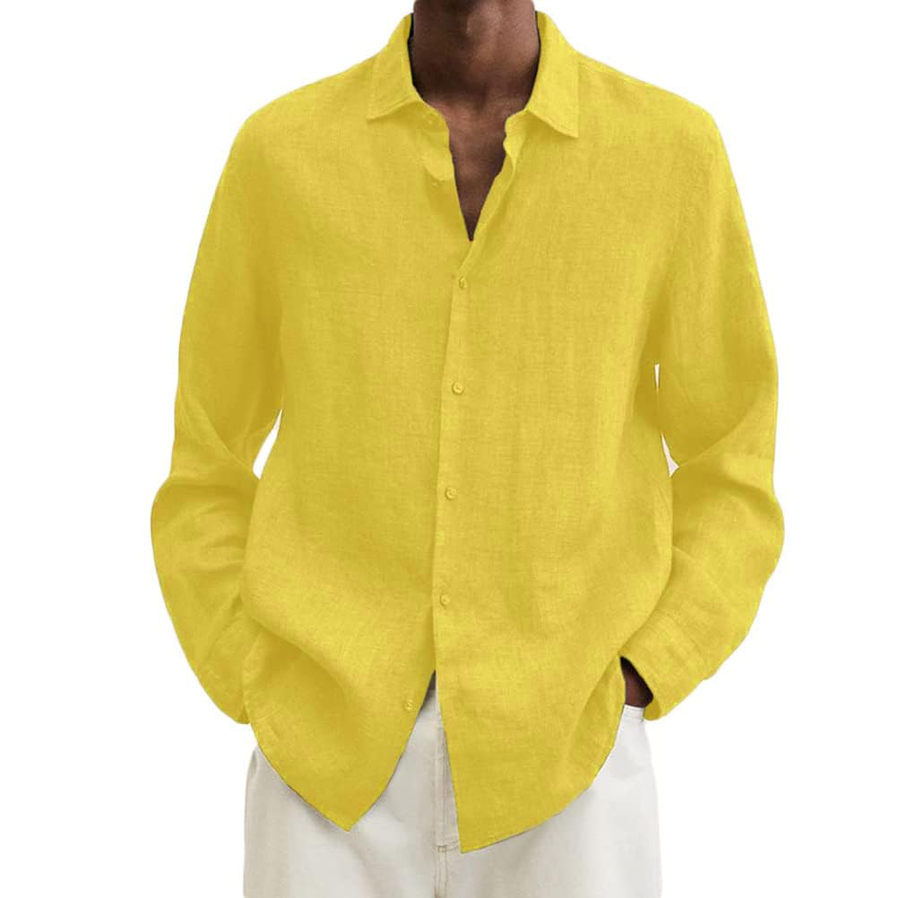 Onsoyours Camisa De Lino Hombre Casual Manga Corta Camisas De Verano Playa Cuello En V Camisa De Algodón Y Lino para Hombre Ligero Y Transpirable