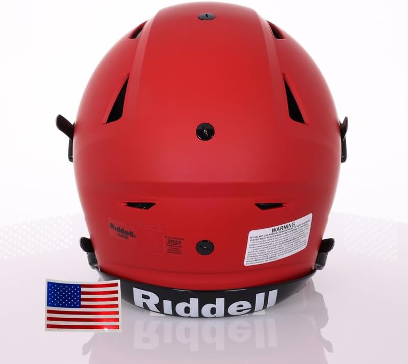 2025 Riddell SpeedFlex Adult w/Scarlet SF-2BD Facemask + US Helmet Flag Decal - Green Gridiron