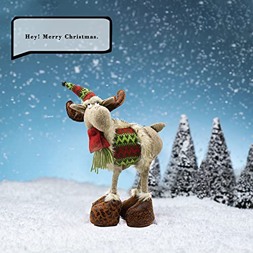 Yuqi Christmas Deer Gnome Plush Xmas Reindeer Decoration, Handmade Swedish Santa Elk Figurines Tomte Gnome W/Bell Reindeer Horns Ornaments, Home Table Decor #TOP2