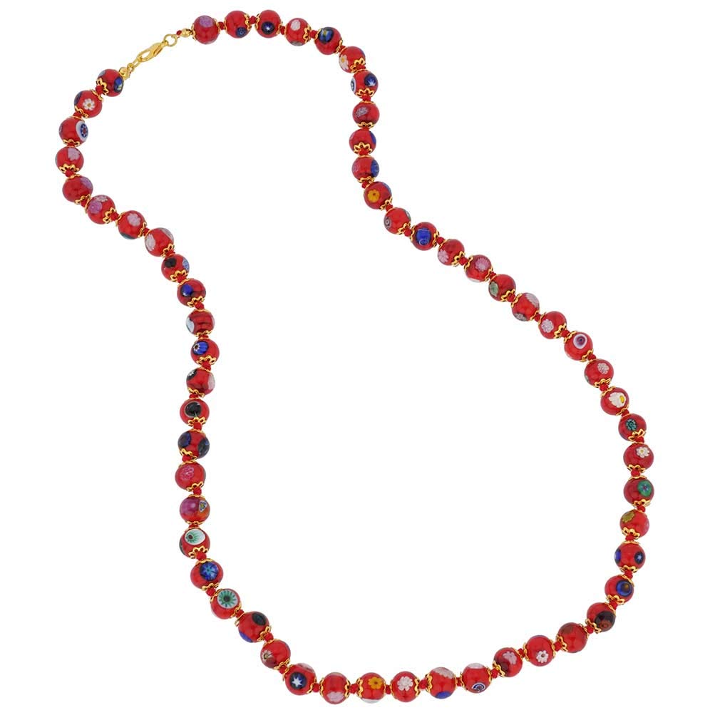 GlassOfVenice Collana con Ciondolo a Cuore in Vetro di Murano Rosso Fuoco con Oro da Donna - Fatto a Mano in Italia