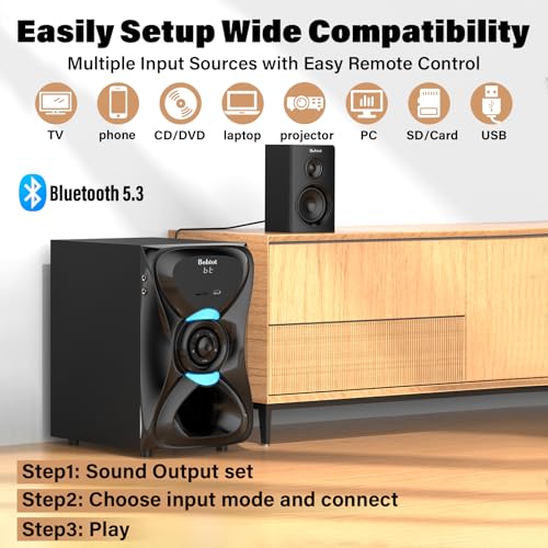 Experience True Immersive Sound with Bobtot 5.1 Wireless Home Theater Speakers - Image 3