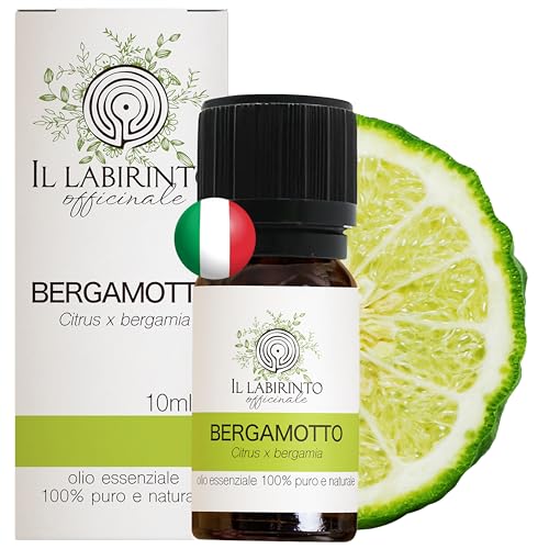 Aceite Esencial de Bergamota Italiana Pura, Il Labirinto Officinale - Aceites Esenciales Naturales - Aceite Esencial para Difusores y Humidificadores, Aromaterapia - Vegano, Hecho en Italia - 10 ml