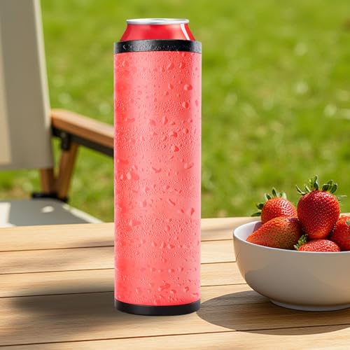 Soporte delgado para bebidas, aislante de doble lata, enfriador de botellas de 12 onzas con aislamiento térmico, recipiente reutilizable para café, cerveza, refrescos, ideal para viajes, camping - imagen 8