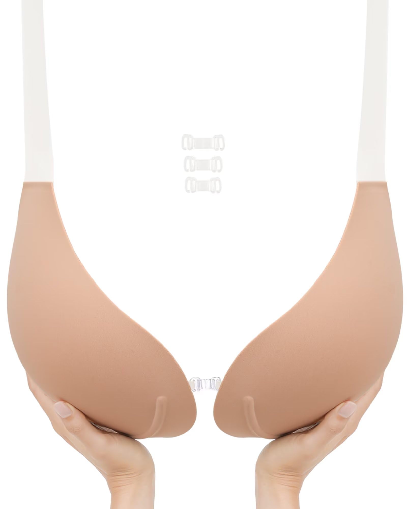 TITU Strapless Bra for Big Bust - Sticky Bra Push Up Large Breasts Backless Bra Plus Size Invisible Bra with Boob Lift Tape
