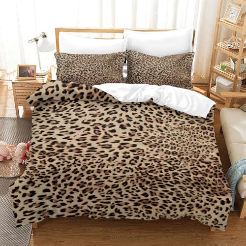 Housse de Couette Léopard hypoallergénique 140x200cm, parure de lit douce anti-irritation à zip
