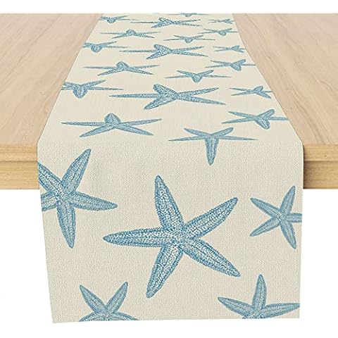 Blue Starfish Nautical Table Runner for Home Cover