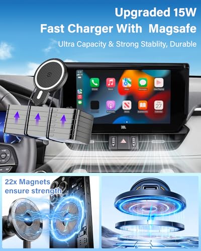Image of PZK Car Phone Mount for Honda HRV 2023-2026 /CRV 2023-2026 / Honda Pilot 2023-2026 Accessories 7 /9-inch Screen 360 Rotation 15W Fast Wireless Charger HRV CRV Car Phone Holder Not Affect Air Vent