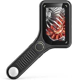 Microscópio digital de bolso 500X com tela IPS de 7,6 cm | 8 luzes LED | Lupa portátil de foco automático para colecionadores, joalheiros, tricomas, inspeção preta