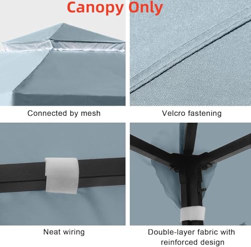 OKYUK Techo de repuesto para cenador, con malla transpirable, resistente a los rayos UV, construcción de doble techo impermeable estable, incluye agujeros de drenaje, ideal para cenadores de jardín de - imagen 5