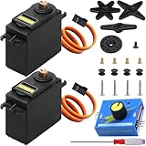 JYUDAUFU 2 Stück 180° Mikro-Servomotor, digitaler Hochgeschwindigkeitsmotor mit Servotester mit Schraubendreher, für RC-Spielzeug/Roboter/Modellflugzeughubschrauber/für Arduino/für Raspberry Pi/DIY