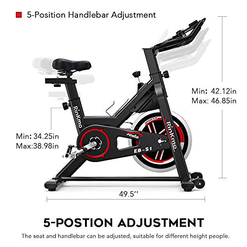 RINKMO Spin Bike, Indoor Cycling Stationary Bike with Tablet Holder, Exercise Bike with 36Lbs Chromed Solid Flywheel, LCD Monitor, Heart Rate, Adjustable Seat and Handlebars
