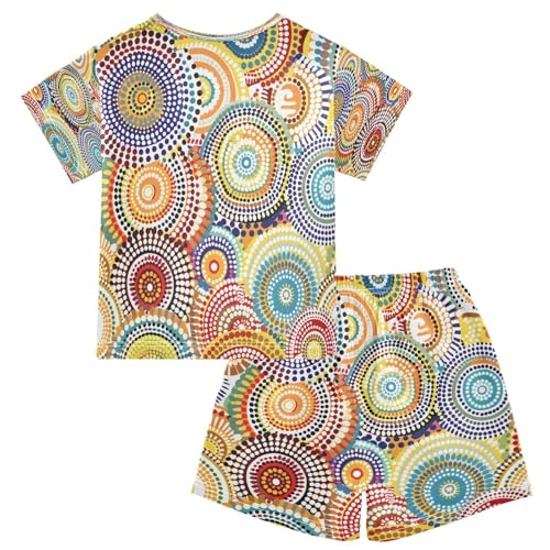 senya Short Sleeve Pajamas Sets Summer Cotton Sleepwear Colorful Circle2