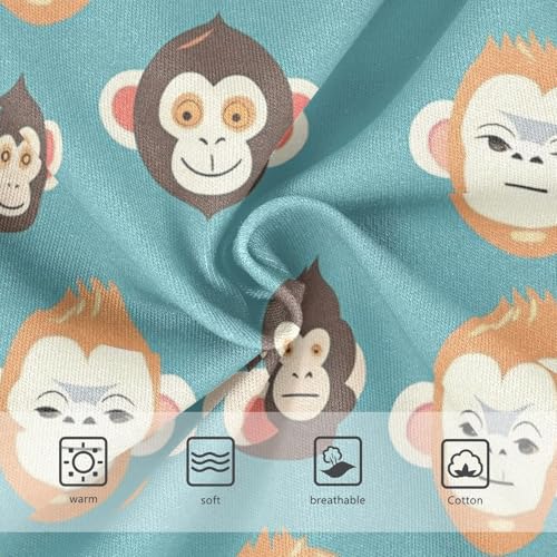 Wusikd Cute Monkey Head Girls' Underwear Cotton Blue Girls Briefs Soft Toddler Underwear 2T3