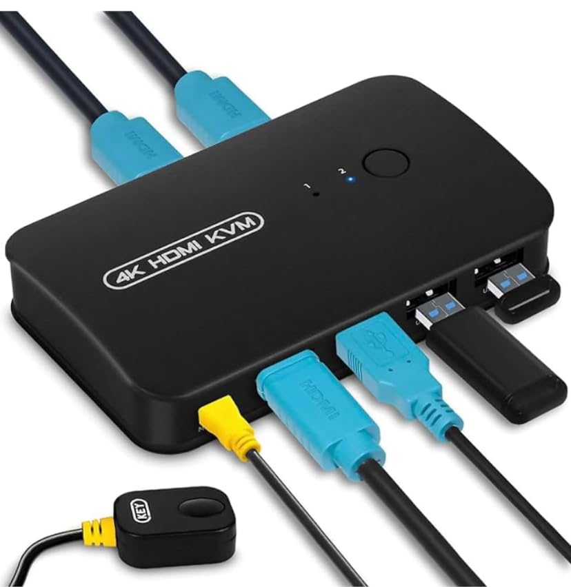 Yafnex HDMI USB KVM Switch Selector for 2 Computers Share Keyboard Mouse Printer and 1 HD 4K Monitor, 2 KVM Cables Included (B0CQD6R2VQ) Amazon Price History, Amazon Price Tracker