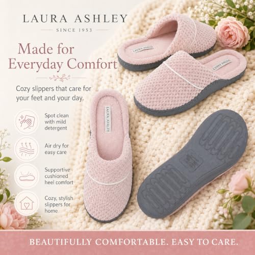 Image of Laura Ashley Women's Spa Slip-On Rugged Scuff Slipper, Non-Slip House Slippers with Cushioned Insole for Ladies