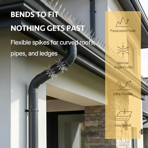 OFFO Bird Spikes, Stainless Steel Pigeon Spikes for Outside to Keep Bird, Crows and Woodpeckers Away, Covers 5 Feet（1.5m） — view 6