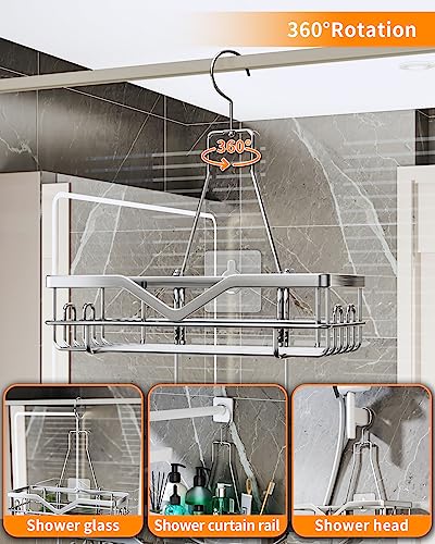 SWTYMIKI Hanging Shower Caddy Organiser, 2-Tier Stainless Steel Shower Shelf Hanging, No Drilling Installation - Image 4