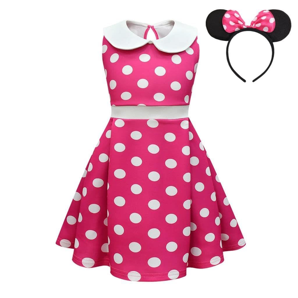 Dressy Daisy Toddler Little Girls Polka Dots Fancy Dress Halloween Costume Birthday Party Outfit with Mouse Ears Hair Hoop