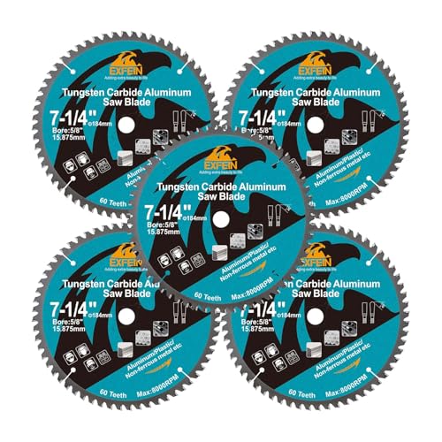Image of Metal Blade 7-1 /4-Inch for Aluminum Non Ferrous 60 Teeth Tungsten Carbide Tipped Blade with 5 /8-Inch Arbor Pack of 5
